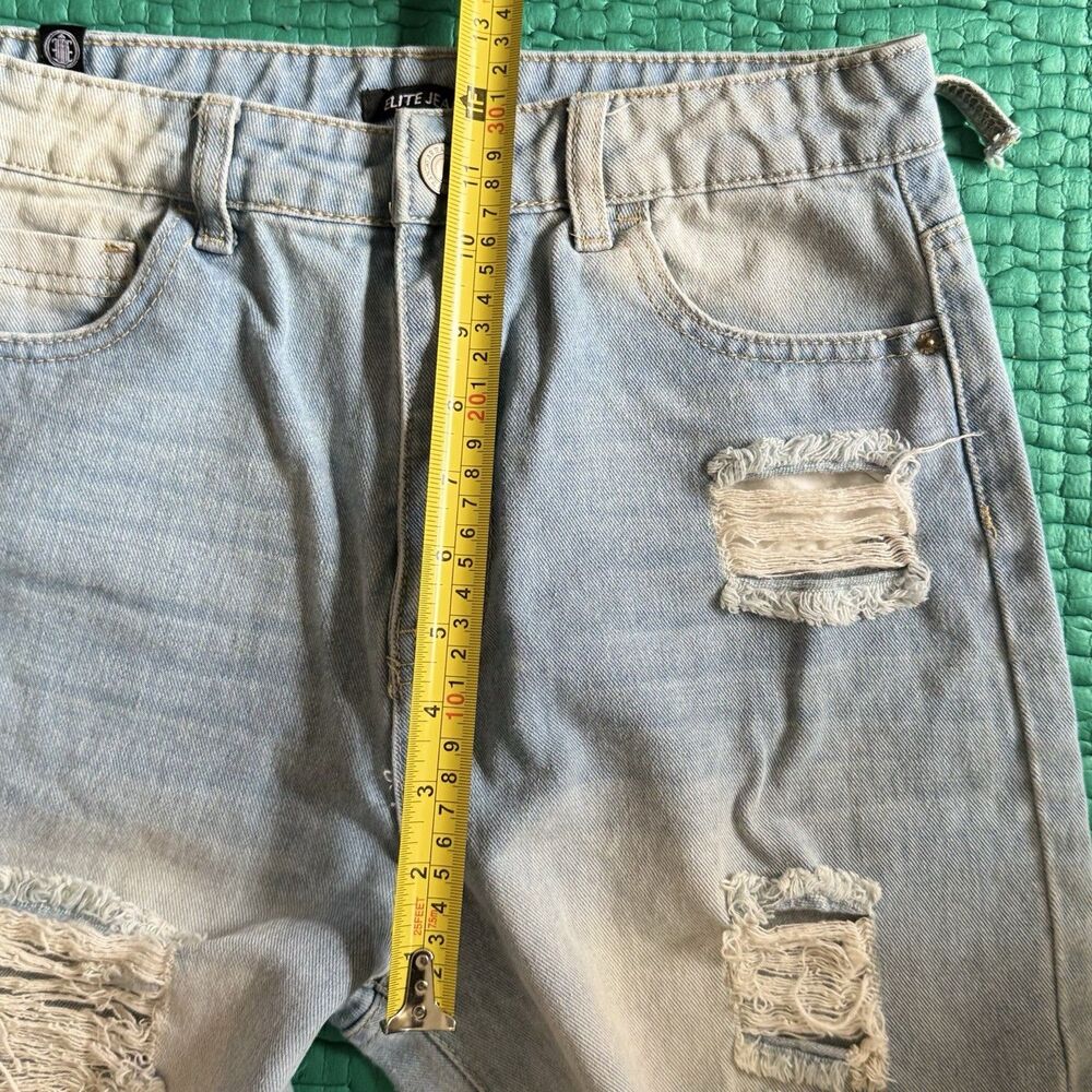Y2K Elite Jeans Distressed Denim Jeans Raw Hem Pants Light Blue Wash Womens Sz 9 - Picture 5 of 16